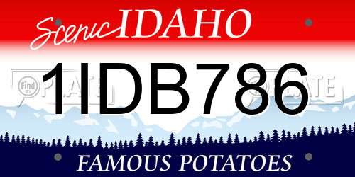 1IDB786 Idaho License Plate