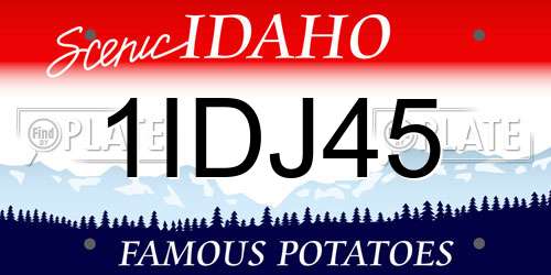 1IDJ45 Idaho License Plate
