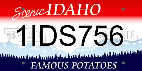 1IDS756 Idaho License Plate