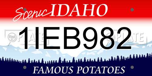 1IEB982 Idaho License Plate