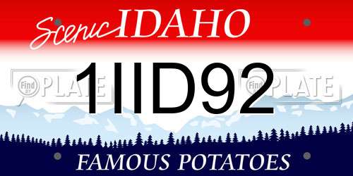 1IID92 Idaho License Plate