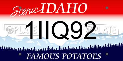 1IIQ92 Idaho License Plate