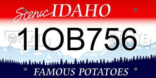 1IOB756 Idaho License Plate