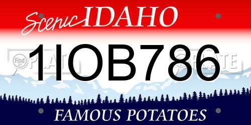 1IOB786 Idaho License Plate