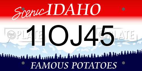 1IOJ45 Idaho License Plate