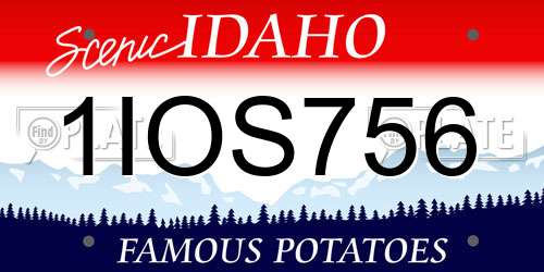 1IOS756 Idaho License Plate