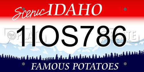 1IOS786 Idaho License Plate