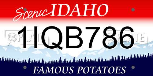 1IQB786 Idaho License Plate