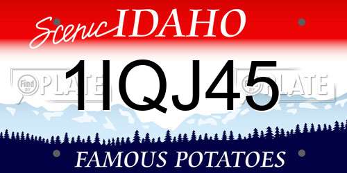 1IQJ45 Idaho License Plate