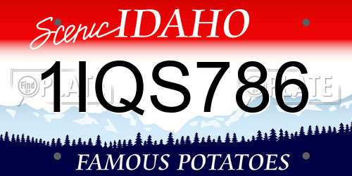 1IQS786 Idaho License Plate