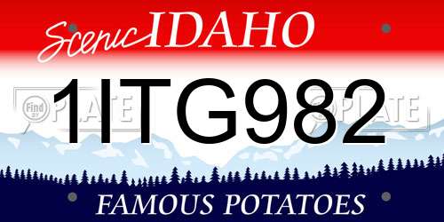 1ITG982 Idaho License Plate