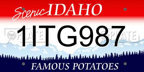 1ITG987 Idaho License Plate