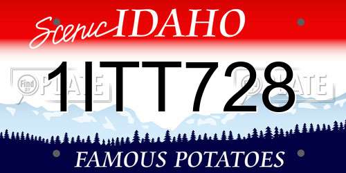 1ITT728 Idaho License Plate