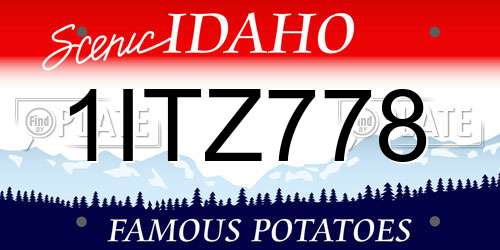 1ITZ778 Idaho License Plate