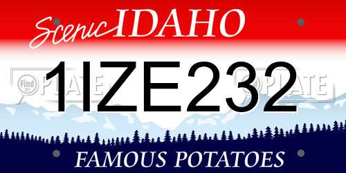 1IZE232 Idaho License Plate
