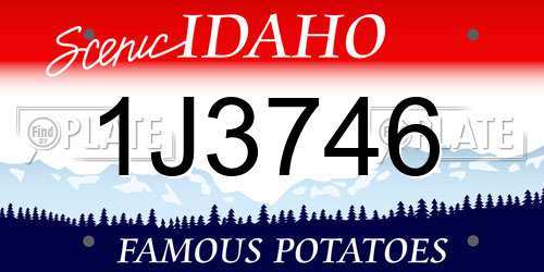 1J3746 Idaho License Plate