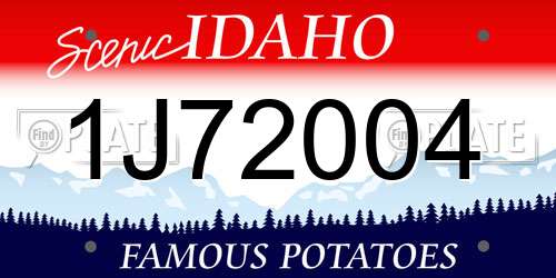 1J72004 Idaho License Plate