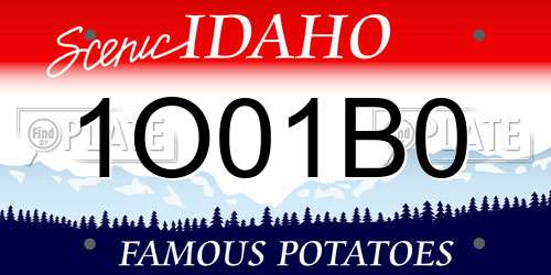 1O01B0 Idaho License Plate