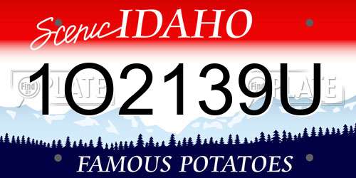 1O2139U Idaho License Plate