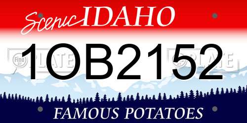 1OB2152 Idaho License Plate