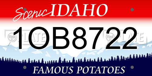 1OB8722 Idaho License Plate