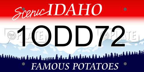 1ODD72 Idaho License Plate