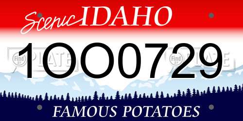 1OO0729 Idaho License Plate