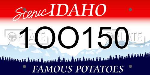 1OO150 Idaho License Plate