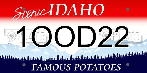 1OOD22 Idaho License Plate
