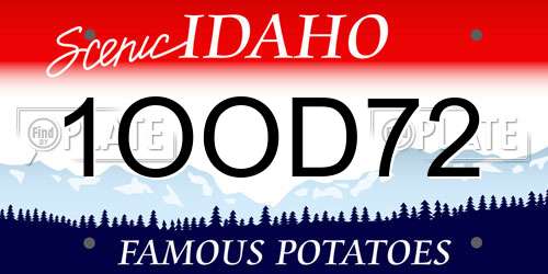1OOD72 Idaho License Plate