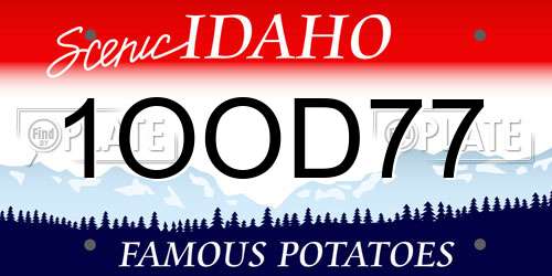 1OOD77 Idaho License Plate