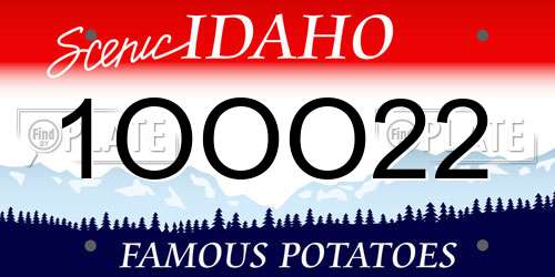 1OOO22 Idaho License Plate