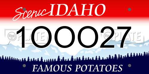 1OOO27 Idaho License Plate