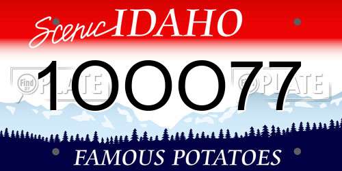 1OOO77 Idaho License Plate