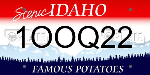 1OOQ22 Idaho License Plate