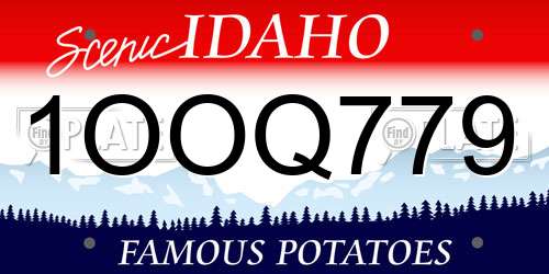 1OOQ779 Idaho License Plate