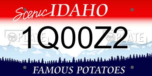 1Q00Z2 Idaho License Plate