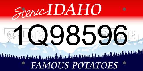 1Q98596 Idaho License Plate