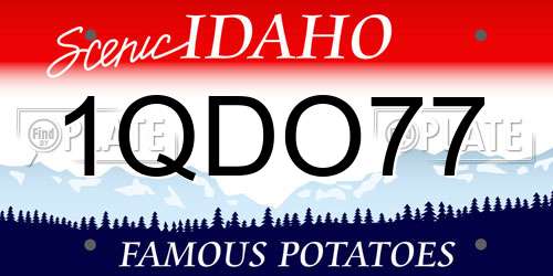 1QDO77 Idaho License Plate