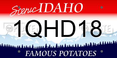 1QHD18 Idaho License Plate