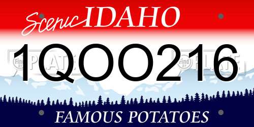 1QOO216 Idaho License Plate