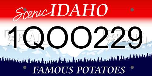 1QOO229 Idaho License Plate
