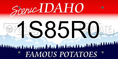 1S85R0 Idaho License Plate