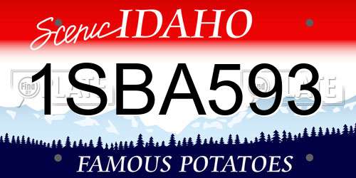 1SBA593 Idaho License Plate