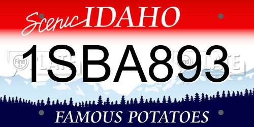 1SBA893 Idaho License Plate