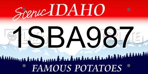 1SBA987 Idaho License Plate