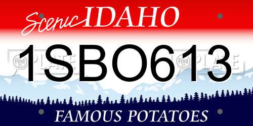 1SBO613 Idaho License Plate