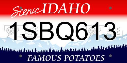 1SBQ613 Idaho License Plate