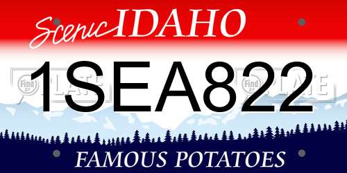 1SEA822 Idaho License Plate