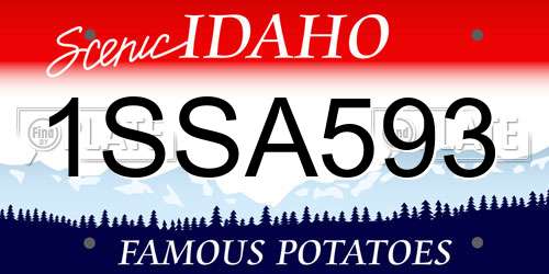 1SSA593 Idaho License Plate